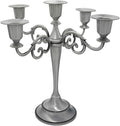 Pewter Candle Holder，5 Arms Metal Candle Holders for Pillar Candles（10.6 inch Tall Candlestick Holders, for 1/2-1 inch Taper Candles,Centerpiece Elegant Decoration Piece for Table