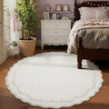 GarveeHome Round Area Rug 5ft Scalloped Washable Circle Rug by GarveeHome