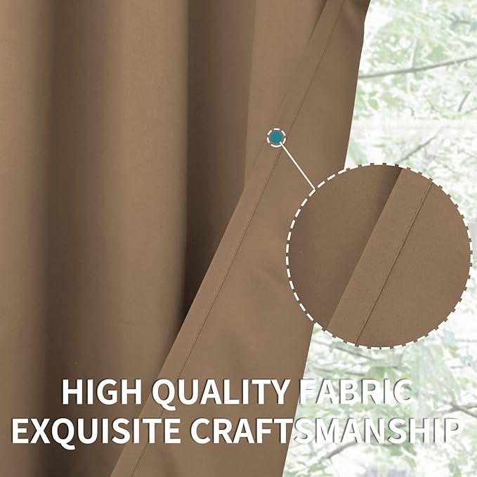 BGment Blackout Curtains for Living Room - Grommet Thermal Insulated Room Darkening Curtains for Bedroom, 2 Panels of 52 x 54 Inch, Taupe