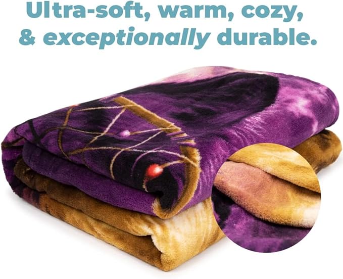 Dawhud Direct Wolf Dreamcatcher Fleece Blanket - 50x60 Inches Soft Plush Throw for Kids and Adults - Cozy Wolves Blanket for Bed, Couch, or Outdoor Use - Machine Washable, Warm Wolf-Themed Decor