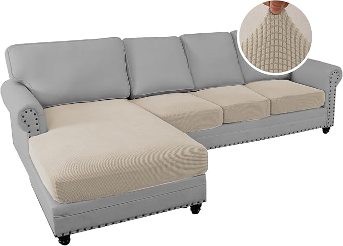 H.VERSAILTEX Sectional Couch Covers 4 Pieces Sofa Seat Cushion Covers L Shape - Image 2