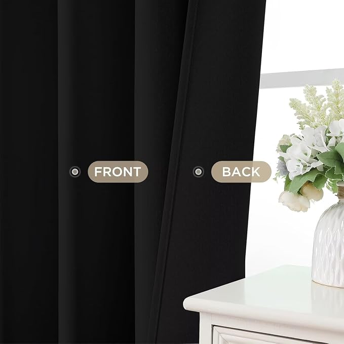 Joydeco 84 Inch Black Curtains 2 Panels Set, Room Darkening Drapes - Image 5