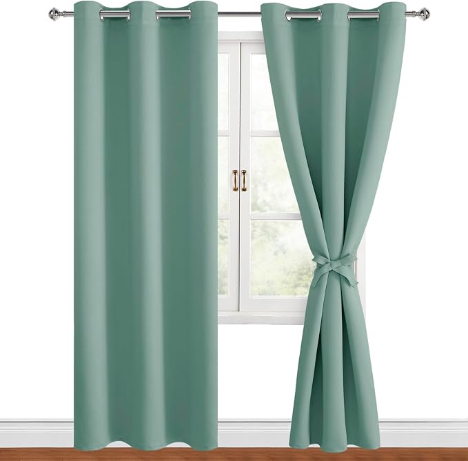 Blackout Curtains for Bedroom, Sage Green, 42 x 84 Inch, 2 Panels | Thermal - Image 8