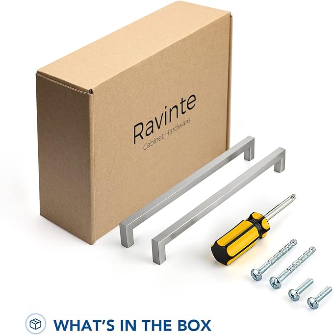 Ravinte 20 Pack Brushed Nickel Kitchen Cabinet Handles 10 Inch Cabinet Pulls Square Kitchen Hardware for Cabinet Drawer Pulls Drawer Handles Come with Screwdriver