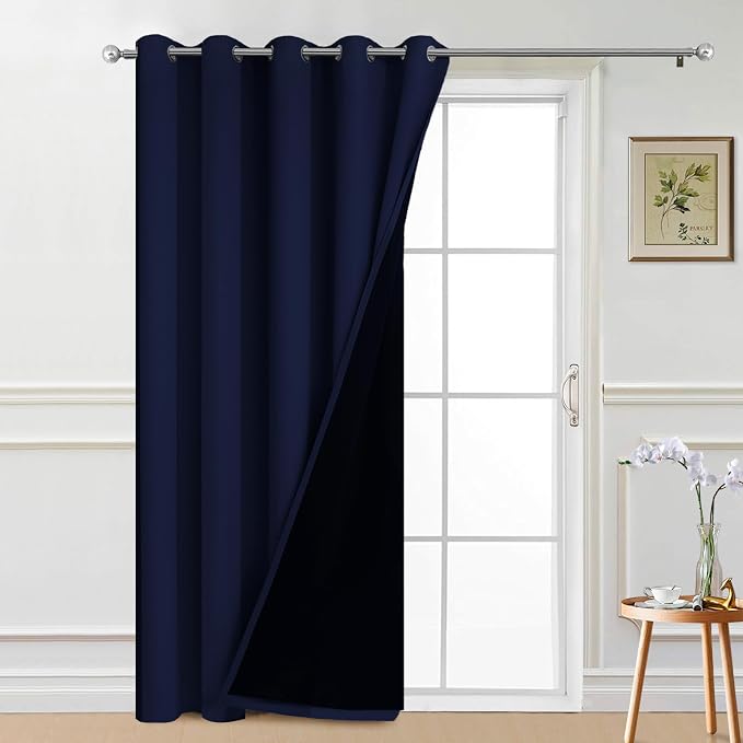 Yakamok Navy Blue Blackout Patio Door Curtain Panels W70 x L84, 1 Panel | Noise by Yakamok