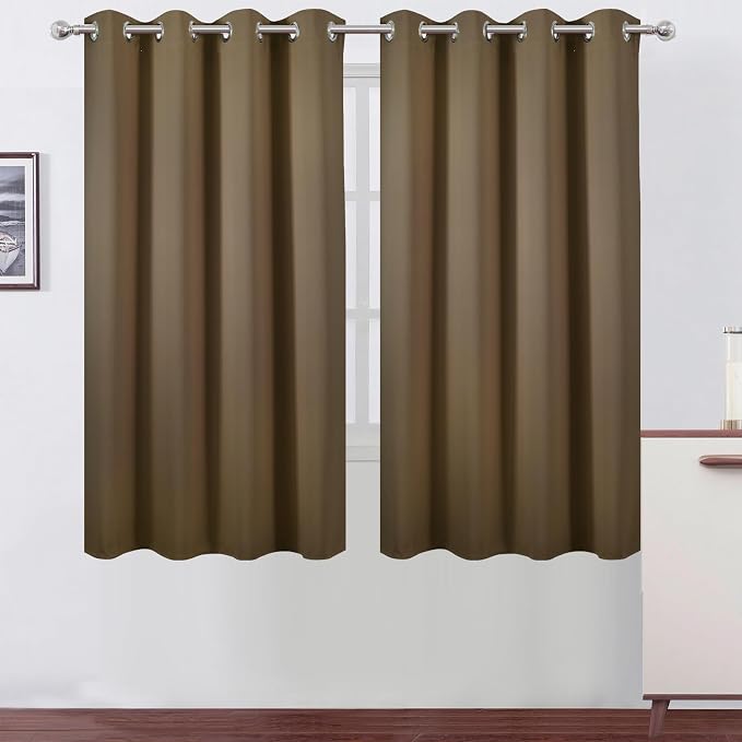 Brown Blackout Curtains 66 x 63 Inch Length/Set of 2 Curtain Panels/Thermal by Lemomo