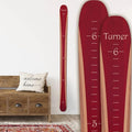Headwaters Studio Personalized Ski Growth Chart - Wooden Growth Chart for Kids Room & Home Decor, Ski-Themed Wall Decor, Personalized Wooden Ski Ruler Burnt Red - 58"" x 4.5""