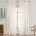 Cream Sheer Curtains 120 Inches Long 2 Panels Set, 59 Inch Extra Wide Soft Airy by OVZME