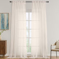 Sheer Cream Curtains 108 Inches Long 2 Panels Set, 59 Inch Extra Wide by OVZME