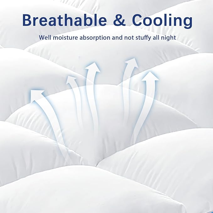 CYMULA California King Mattress Topper Waterproof, Cooling Pillow Top Mattress Topper, Extra Thick Cal King Mattress Pad Cover with 8-21Inch Pockets, Plush Down Alternative Fill Mattress Protector