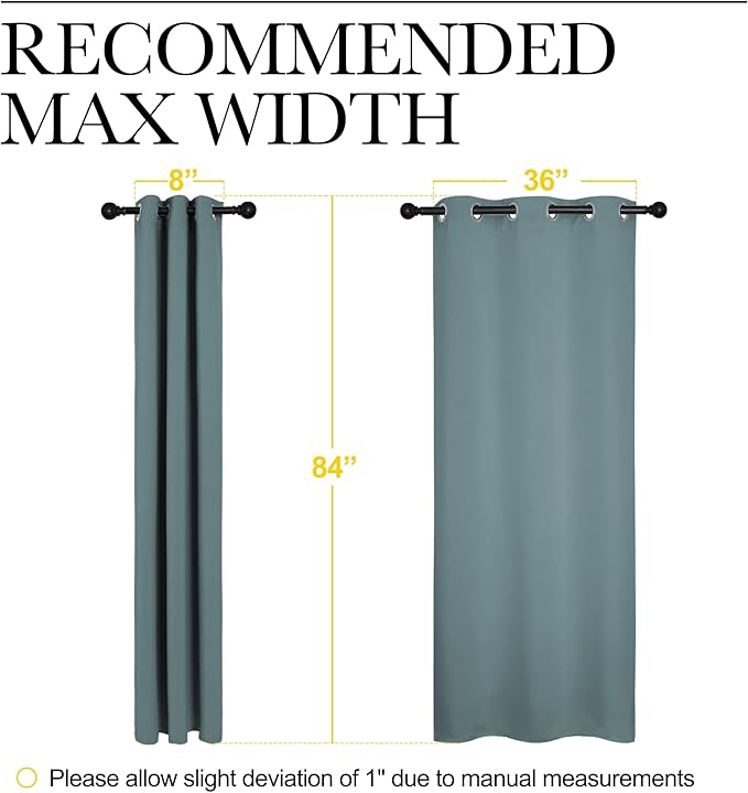 NICETOWN Modern Blackout Curtains Noise Reducing, Thermal Insulated and Privacy Room Darkening Drape Panels for Boy's Guest Room Door Window (Greyish Blue, 2 Panels, W42 x L84 -Inch)