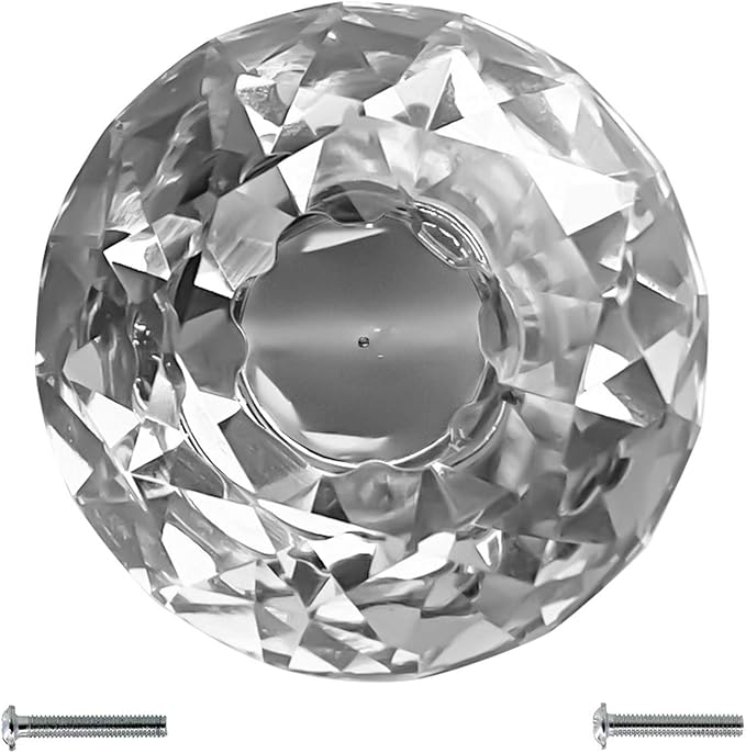 Dynasty 30mm Glass Crystal Dresser Drawer Kitchen Cabinet Door Hardware Knobs Handles - Color | Quantity Choice, Black