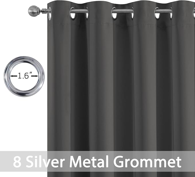 Yakamok Room Darkening Curtains 52x108 inch Long Charcoal Grey-Living Room | 2 - Image 2