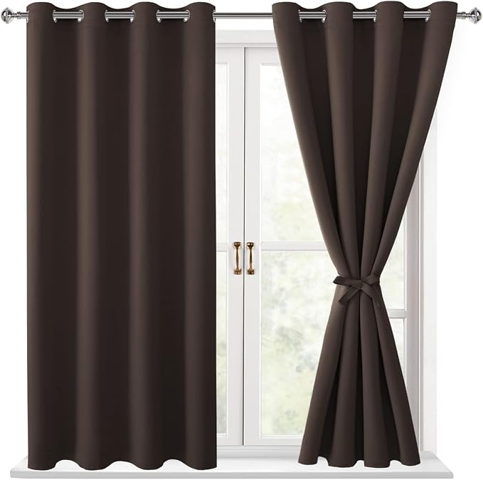 Blackout Curtains for Bedroom, 52 x 54 Inches Long, 2 Panels | Thermal by Hiasan