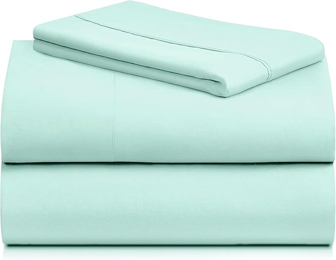 LuxClub 3 PC Sheet Set Bed Sheets Deep Pockets 16" Eco Friendly Wrinkle Free Cooling Machine Washable Hotel Bedding Silky Soft - Aquamarine Twin XL