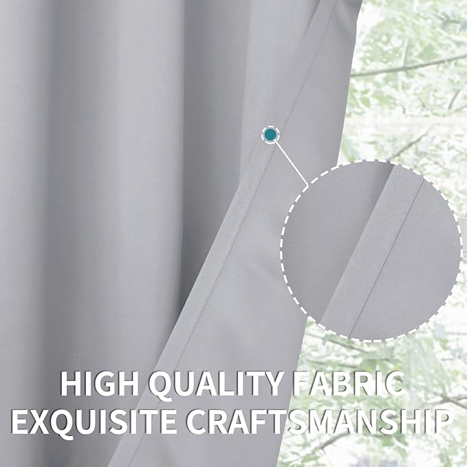 BGment Room Darkening Curtains for Bedroom - Grommet Thermal Insulated Window Treatments Light Blocking Curtains for Living Room, Set of 2 Panels, Each 46 x 84 Inch, Light Grey