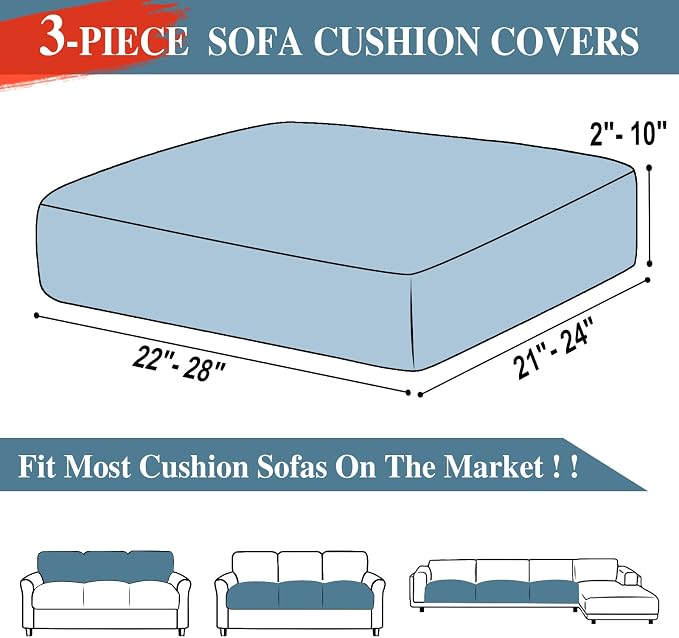 LA MEACK Couch Cushion Covers Seat Cushion Cover Stretch Couch Cover Separate - Image 6