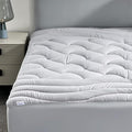 SLEEP ZONE Cooling Twin Mattress Topper for Single Bed, Premium Zoned Quilted Mattress Pad, Fitted Mattress Protector Cover, Machine Wash Durable, Deep Pocket 8-21 inch, Silver Grey, Twin