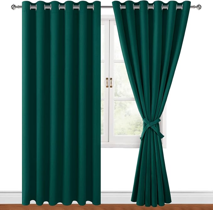 Blackout Curtains for Bedroom, Hunter Green, 70 x 84 Inch, 2 Panels | Thermal - Image 8