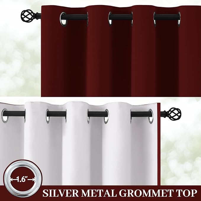 Yakamok Burgundy Red Blackout Curtains 63 Inches Long - Image 2