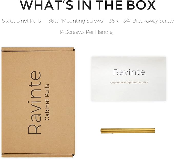 Ravinte 18 Pack 5 Inch Cabinet Pulls Brushed Brass Stainless Steel Kitchen Drawer Pulls Cabinet Handles 5”Length, 3” Hole Center