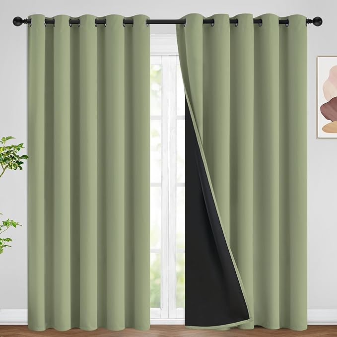 SimpleHome Sage 100% Blackout Curtains Room Darkening Living Room 84 Inch | by SimpleHome