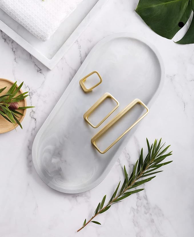 Goo-Ki Light Brushed Brass Cabinet Pulls with 2.5'' Hole Center(64mm),Modern Zinc Alloy Drawer Pulls for Drawer,Wardrobe,Cupboard,6 Pack
