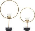 Deco 79 Metal Decorative Candle Holder Circular Votive Candle Stand, Set of 2 Candlestick Holder 15", 11"H, Gold