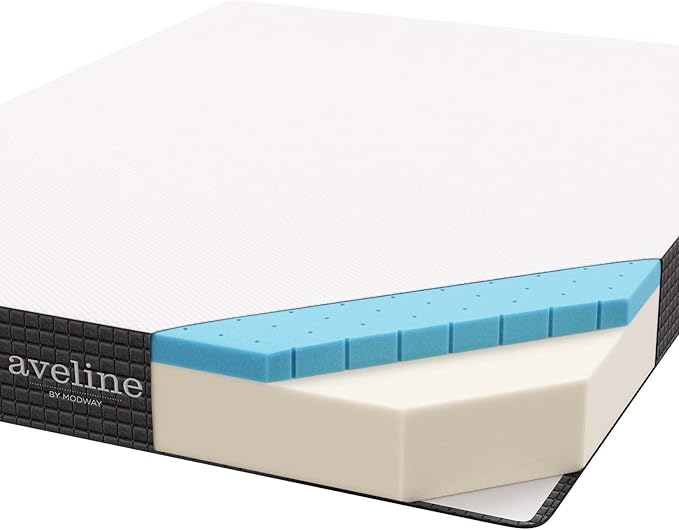 Modway Aveline Gel Infused Memory Mattress with CertiPUR-US Certified Foam, Queen, White
