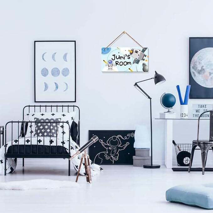 Personalized Signs Customized Sign Astronaut Sign, Custom Name for Nursery Bedroom Kids Room Wall Art Decor Outer Space Themed Decor For Boys Room Girls Bedroom