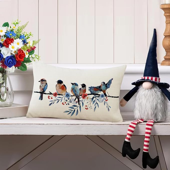 RABUSOFA 4th of July Memorial Day Patriotic Lumbar Throw Pillow Cover, 12x20 - Image 6