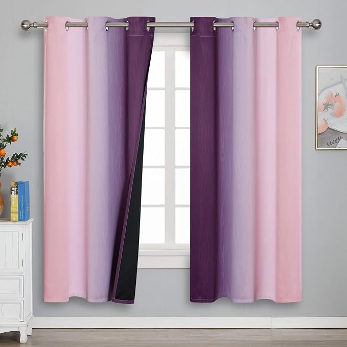 Pink and Purple Ombre Blackout Curtains - Image 2