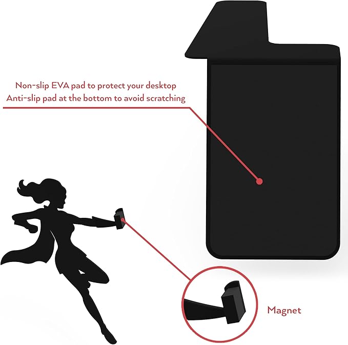 Stylish Metal Bookend in Black - Book Holder for Any Angle, Shelf, Desk, Desk - Decorative Book Organiser Book Holder - The Coolest Gift Idea (Supergal)
