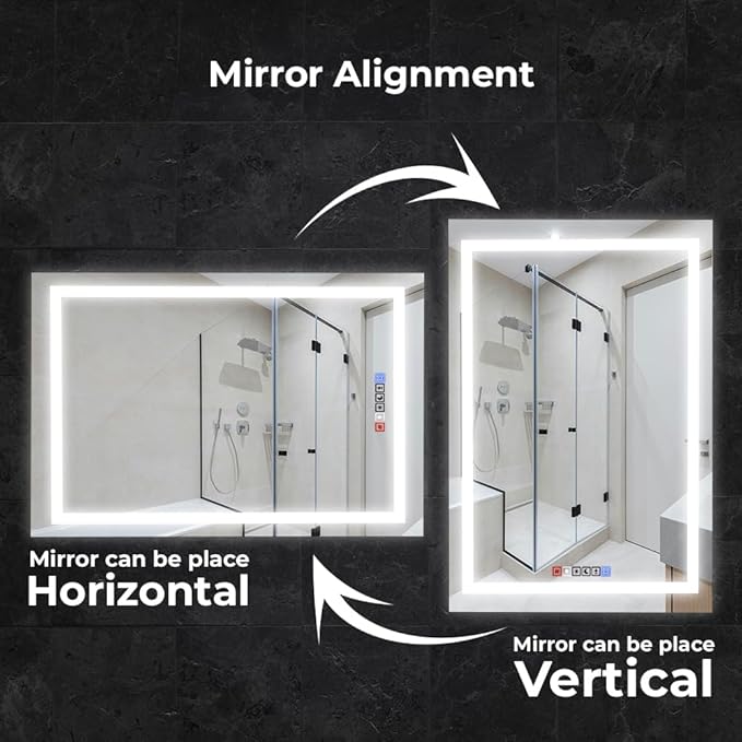 Fab Glass and Mirror Anti-Fog Dimmable Backlit and Front lit LED Bathroom Wall Mirror with Memory Function Rectangular Frameless LED Mirror 30L X 20W Clear