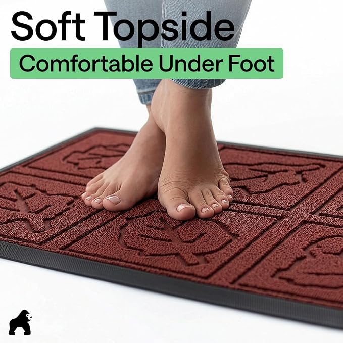 GORILLA GRIP 100% Waterproof All-Season WeatherMAX Doormat, US Designed Natural - Image 8
