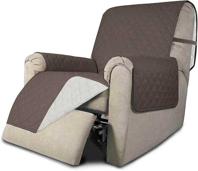 Easy-Going Reversible Couch Cover, Recliner 19 in, Taupe/Ivory | Machine by Easy-Going