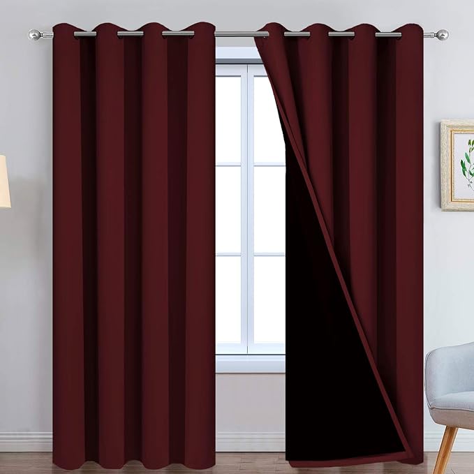 Yakamok Burgundy Red Blackout Curtains 96 Inches Long by Yakamok
