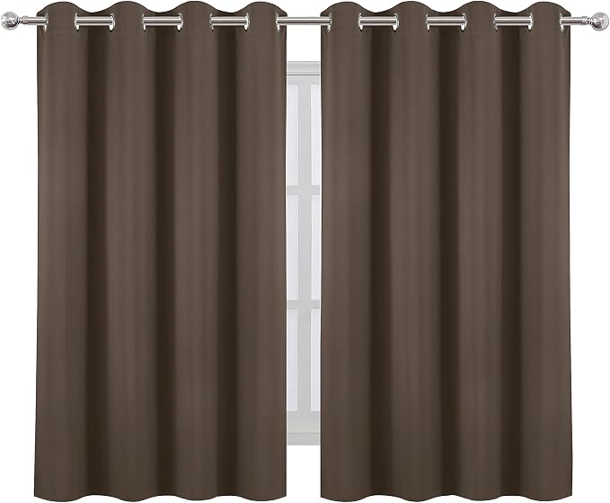 Chocolate Brown Thermal Blackout Curtains/52 x 54 Inch/Set of 2 Panels Room - Image 2