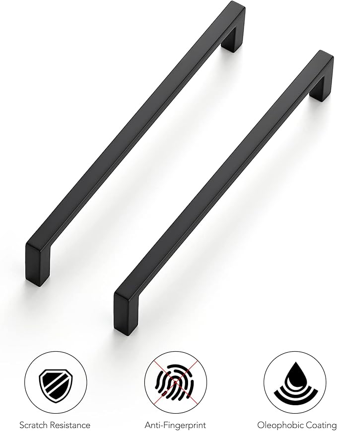 Ravinte 30 Pack Matte Black Cabinet Pulls, 6-1/4 Inch (160mm) Hole Center Slim Kitchen Handles, Square Drawer Pulls for Cabinets & Cupboards, Hardware