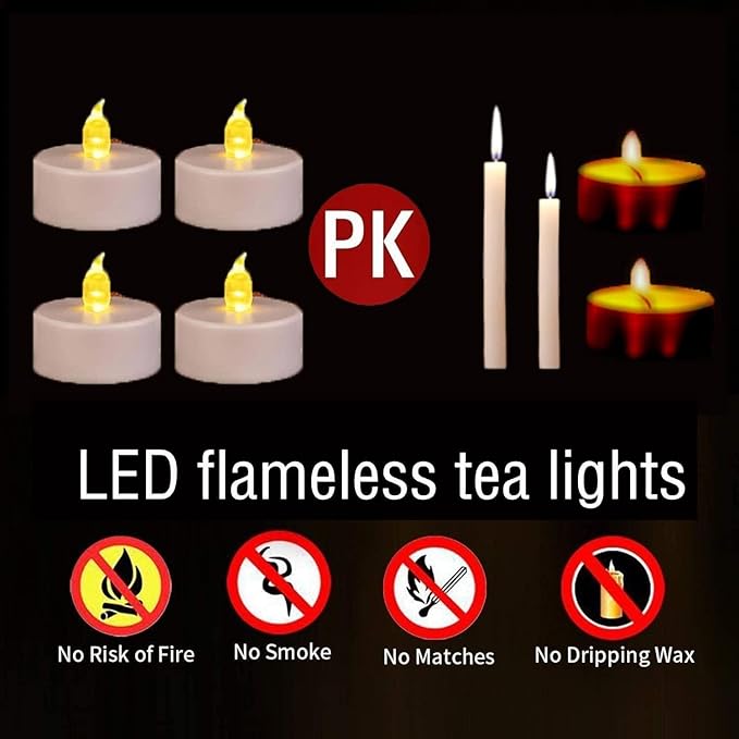 Tea Light Candles with Remote Control,Flickering Flameless LED Candle,Long Lasting 400+Hours,Battery Operated with Timer for Home Decoration Seasonal &Festival Celebration WarmYellow (12pcs)