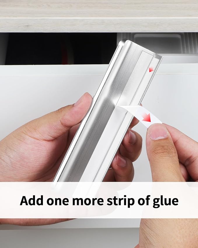 5 Pack 6 inch self Adhesive Cabinet pulls Silvery Finger pulls for cabinets Stick on Handles Concealed Cabinet Edge pulls for Drawer Pull Seam Drawer Flat