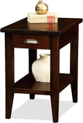 Laurent Narrow End Table, Solid Wood with Drawer and Shelf, Chocolate Cherry Brown, Perfect for Living Rooms, Bedrooms, and Small Spaces – Leick Home, 10506