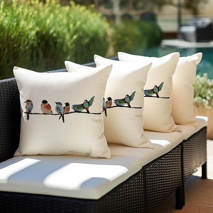 RABUSOFA Outdoor Birds Pillow Covers 20x20 Inch, Lumbar Small Throw Pillows - Image 5