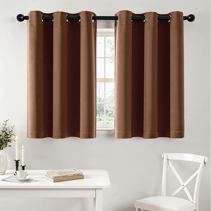 MIULEE Blackout Curtains for Bedroom 2 Panels 40 x 36 Inch Long Mocha Brown | by MIULEE