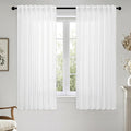MIULEE White Linen Curtains Short 63 Inch Long 2 Panels by MIULEE