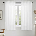MIULEE White Linen Curtains Short 45 Inch Long 2 Panels by MIULEE