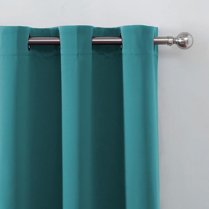 Blackout Curtains 66 x 54 Inch Long Sea Teal Curtains Set of 2 Panels Room - Image 6