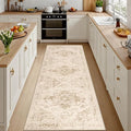 2'6''x8' Hallway Washable Runner Rug: Kitchen Carpet Beige/Ivory | Vintage Boho by Luxturiy