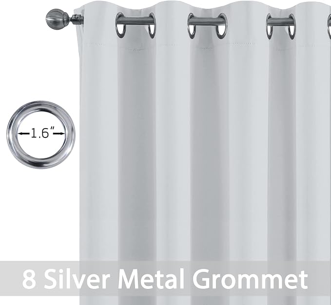 Yakamok Greyish White Room Darkening Curtains 84 inch Sliding Door Drapes | 1 - Image 2