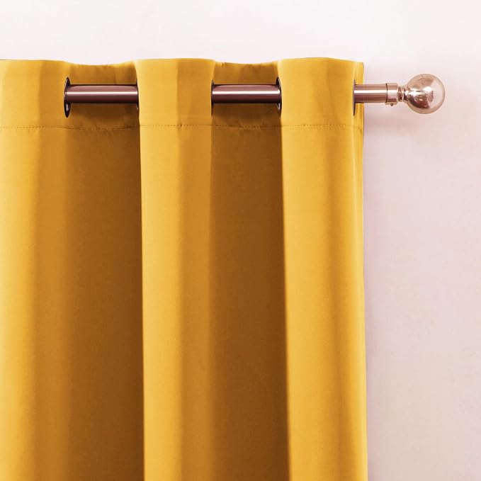 Blackout Curtains 66 x 72 Inch Long Yellow Curtains Set of 2 Panels Room - Image 6